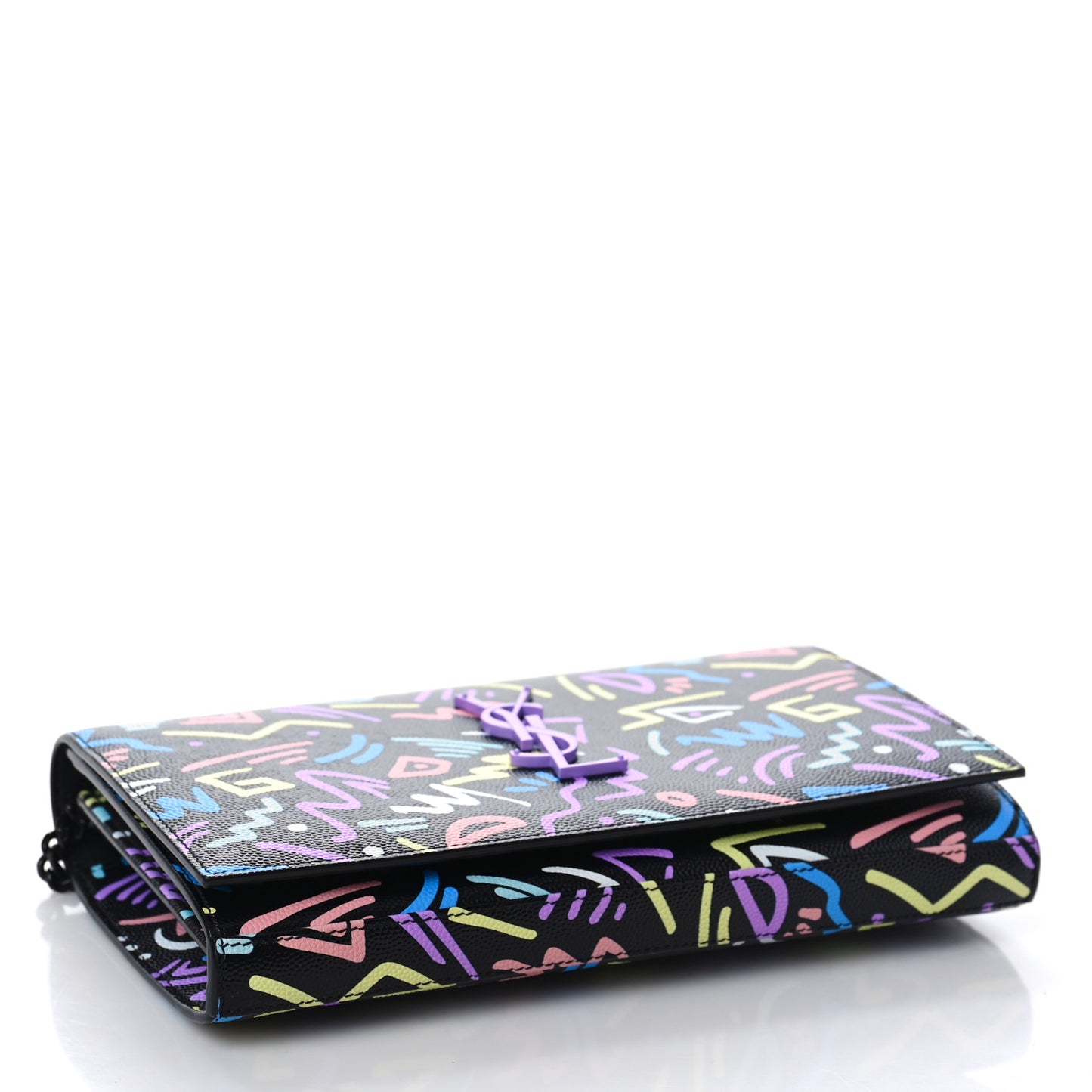 Grain De Poudre Medium Classic Monogram Multicolor Graphic Print Chain Wallet Black