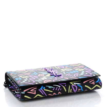 Saint Laurent Grain De Poudre Medium Classic Monogram Multicolor Graphic Print Chain Wallet Black 5 of 9