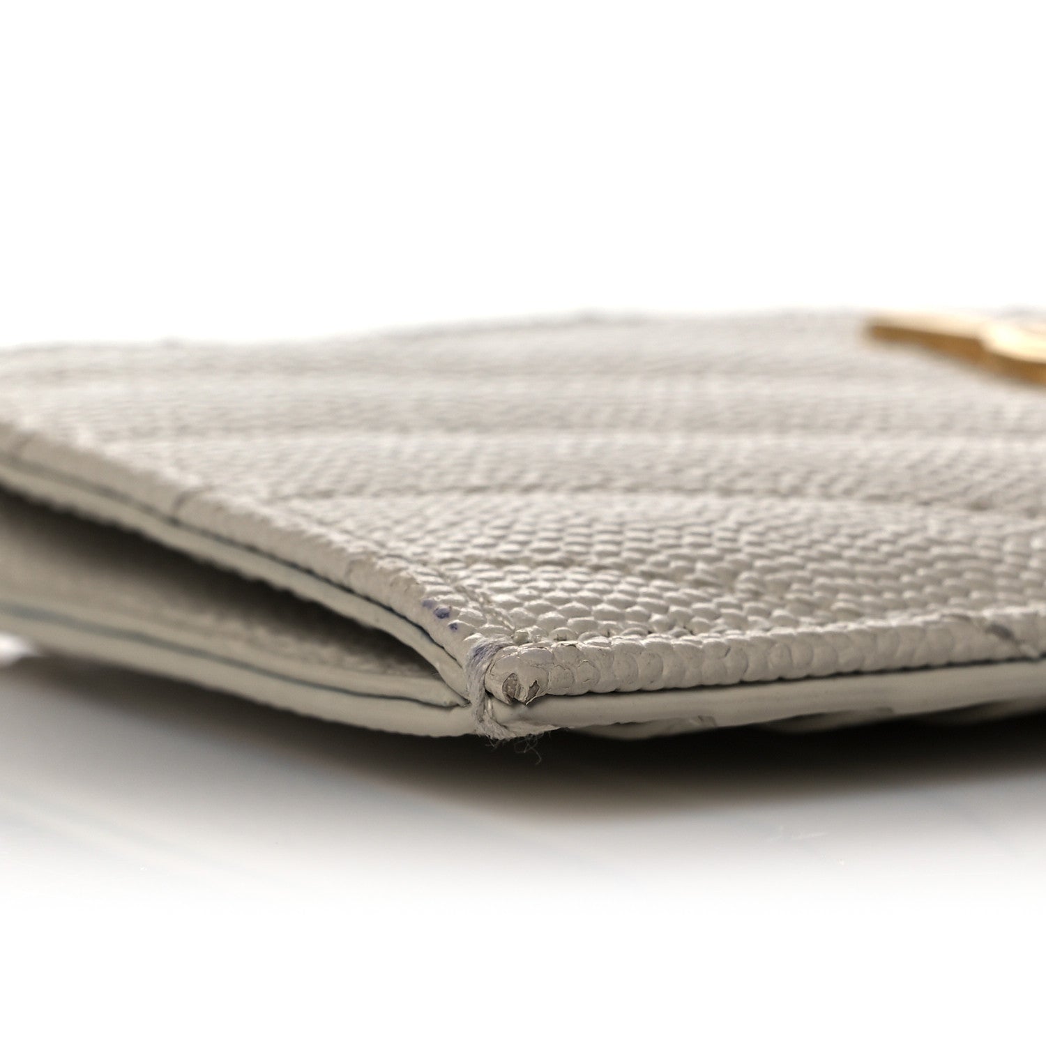 Saint Laurent Grain De Poudre Matelasse Chevron Monogram Fragments Zippered Card Case Crema Soft 7 of 12