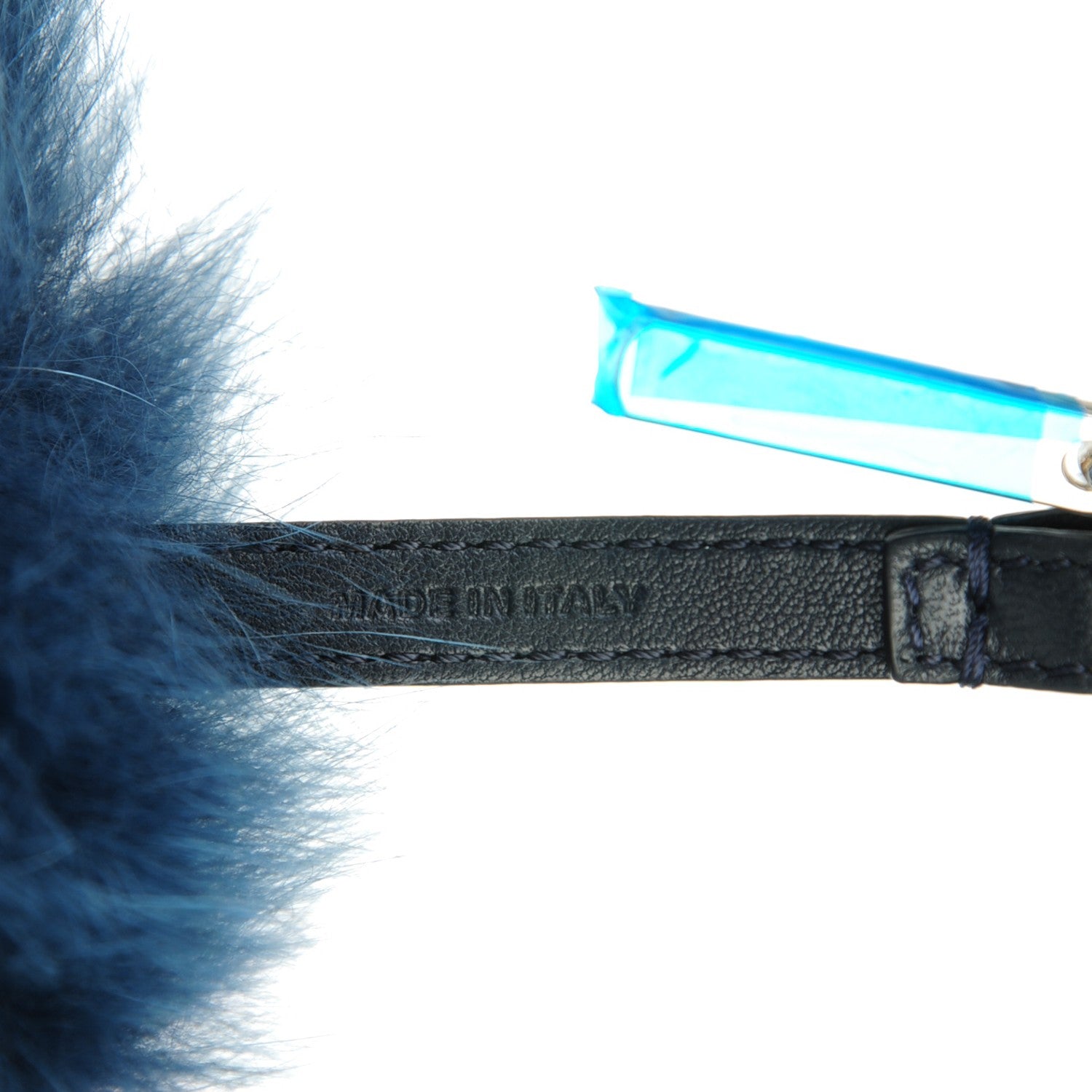 Fendi Fox Fur Polka Dot Pom Pom Bag Charm Blue Red 3 of 5