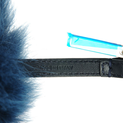 Fendi Fox Fur Polka Dot Pom Pom Bag Charm Blue Red 3 of 5