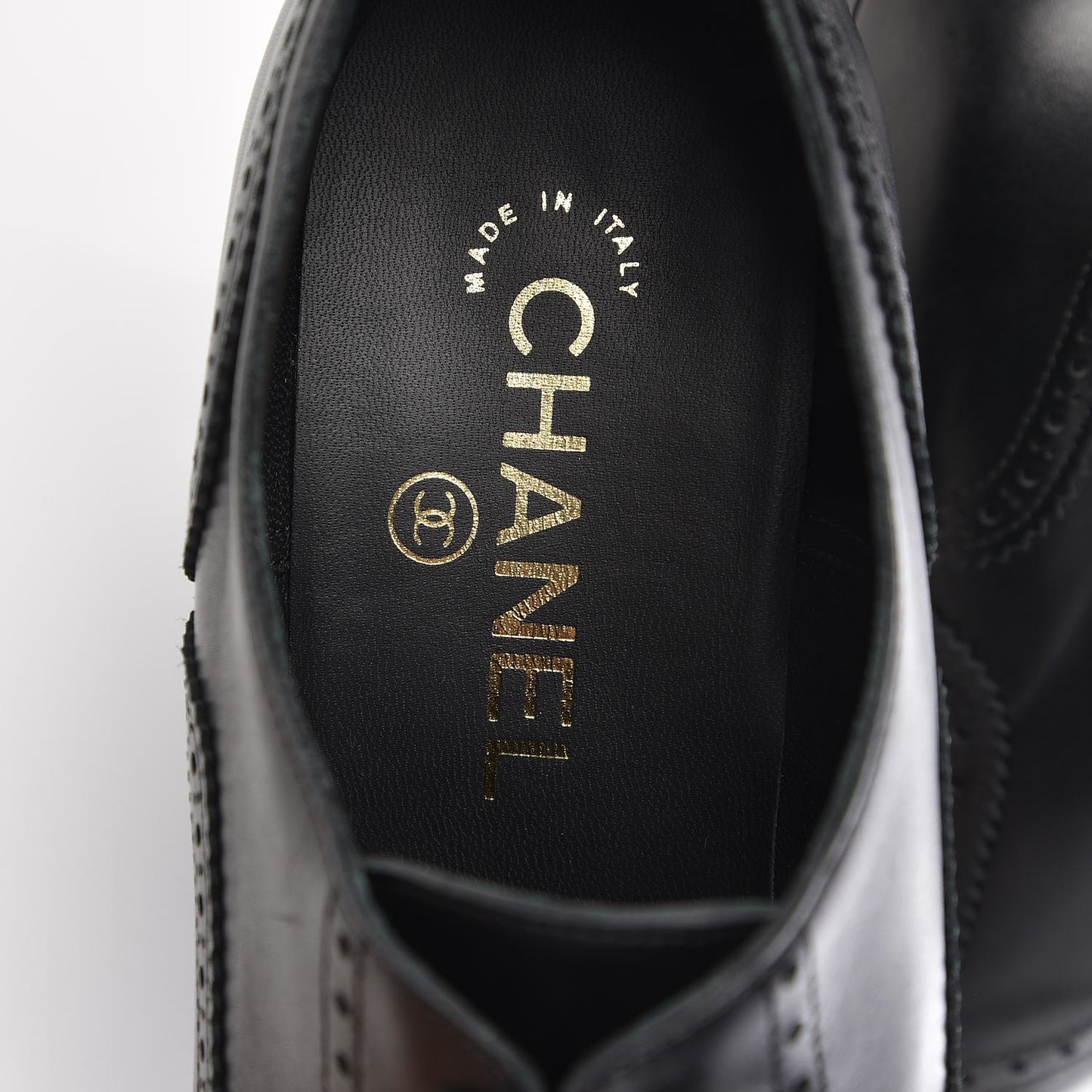Calfskin CC Oxford Lace Up Booties 39 Black