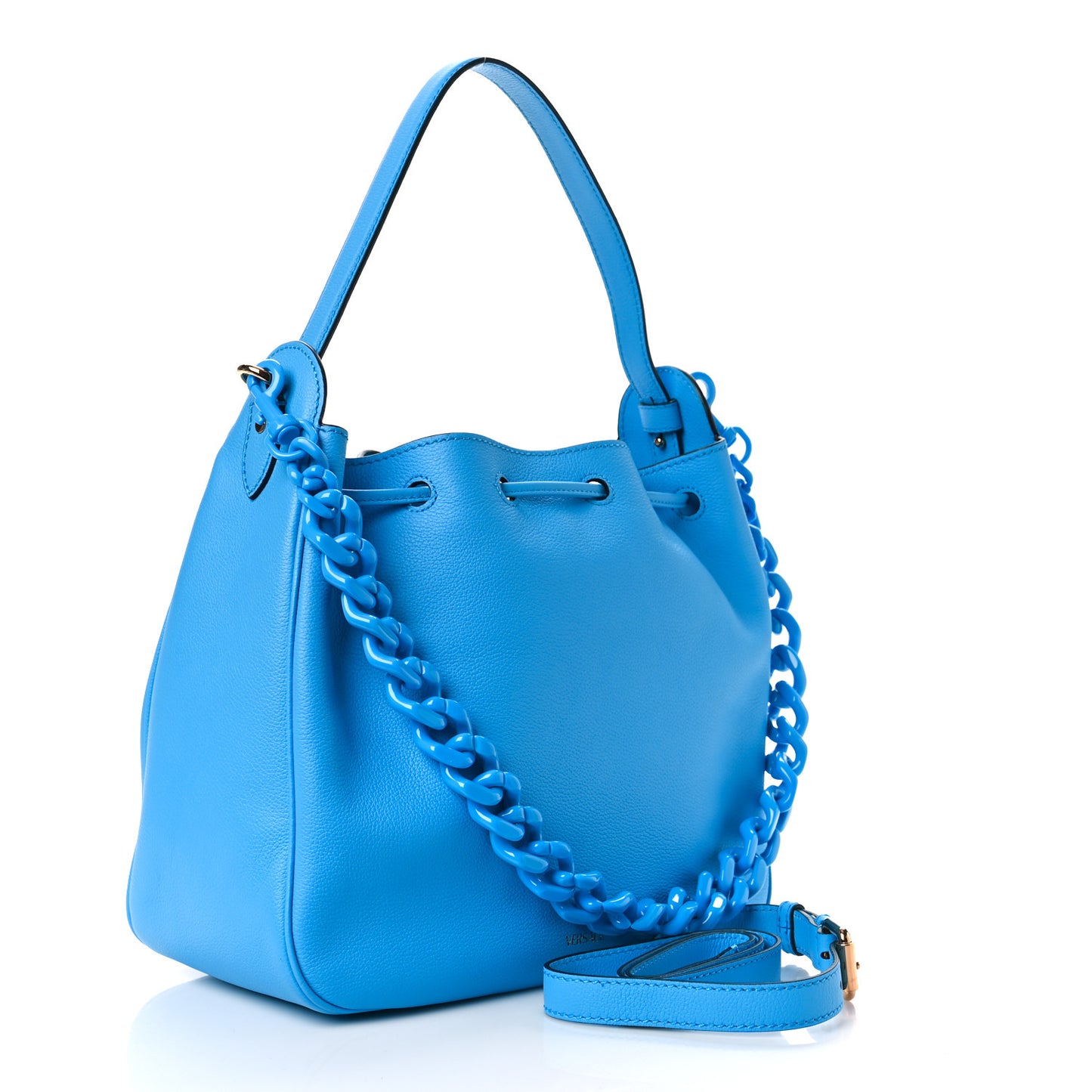 Grained Calfskin La Medusa Bucket Bag Blue