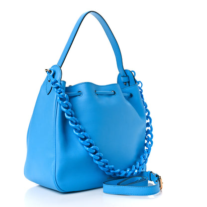 Versace Grained Calfskin La Medusa Bucket Bag Blue 3 of 8