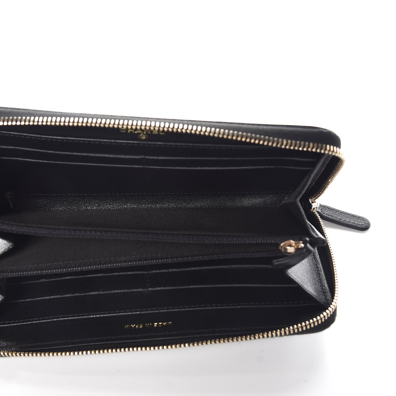 Chanel Sheepskin Quilted Large Gusset Mademoiselle Vintage Zip Around Wallet Black 5 of 12