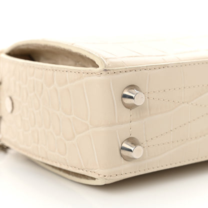 Alexander McQueen Calfskin Crocodile Embossed Box Shoulder Bag 16 White Bone 8 of 11