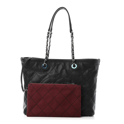 Chanel Grained Calfskin Quilted Small Daily Shopping Tote Black 1 of 6