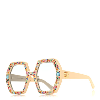 Gucci Acetate Square Crystal Sunglasses GG0772S White 1 of 7