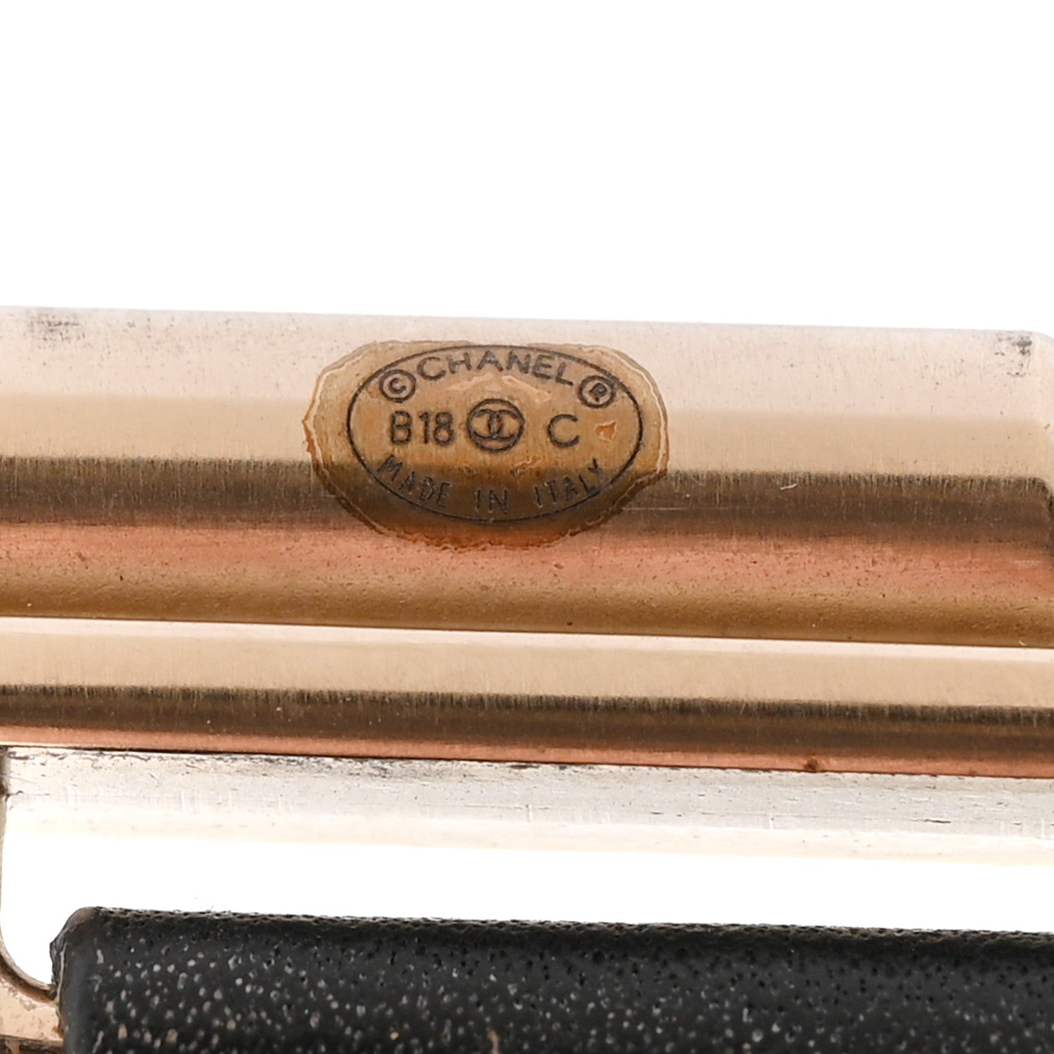 Chanel Calfskin CC Wide Cuff M Black Gold 4 of 6