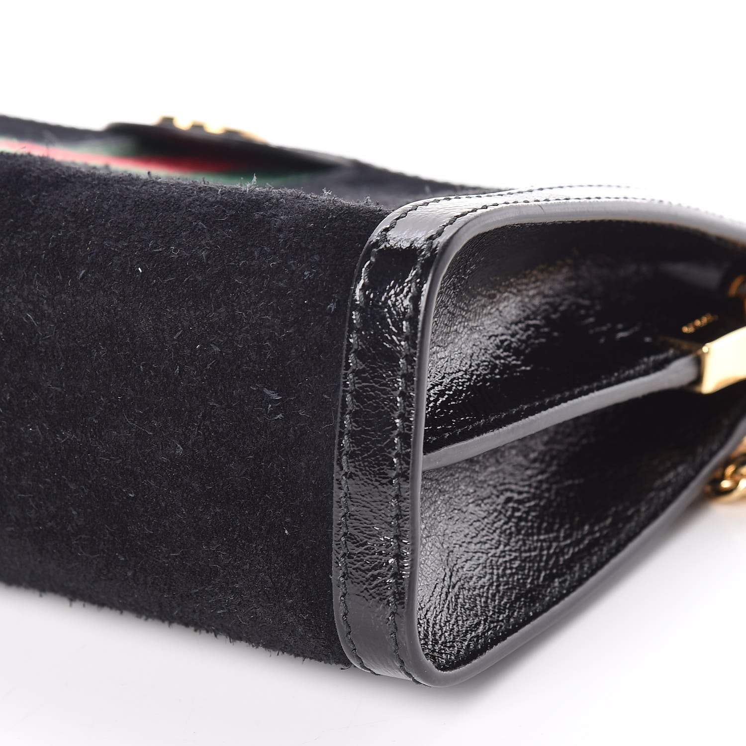 Gucci Suede Patent GG Web Small Ophidia Chain Shoulder Bag Black 9 of 10
