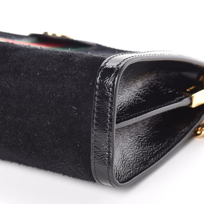 Gucci Suede Patent GG Web Small Ophidia Chain Shoulder Bag Black 9 of 10