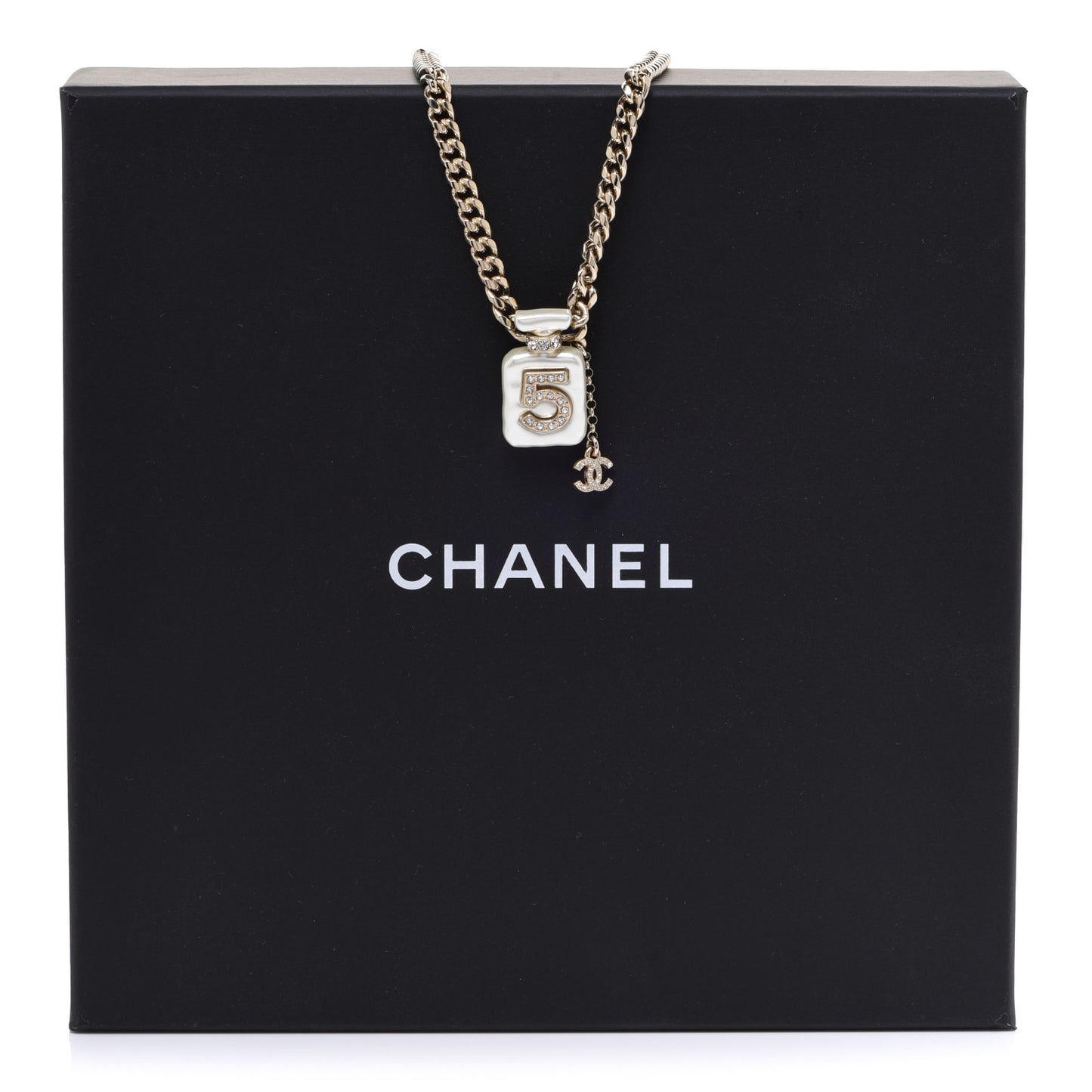 Resin Crystal CC No 5 Perfume Bottle Necklace