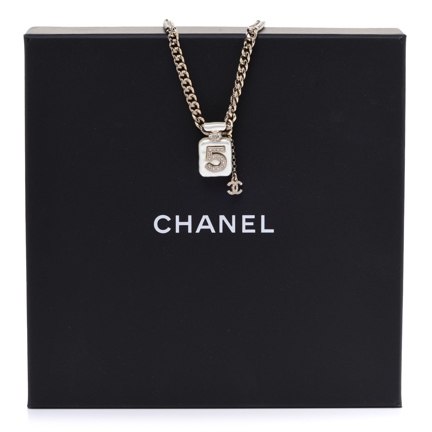 Chanel Resin Crystal CC No 5 Perfume Bottle Necklace 6 of 6