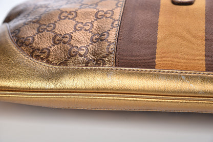 Gucci Metallic Guccissima Jackie O Bouvier Web Hobo 12 of 14