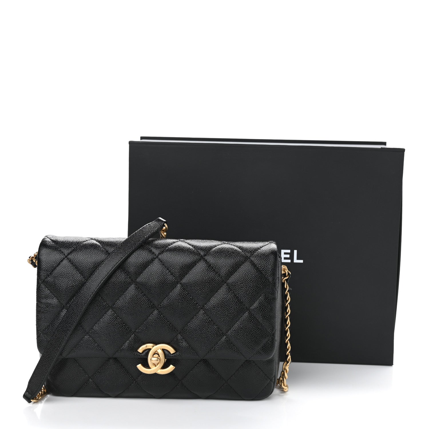 Chanel Shiny Caviar Quilted Large Chain Melody Flap Black 11 of 11