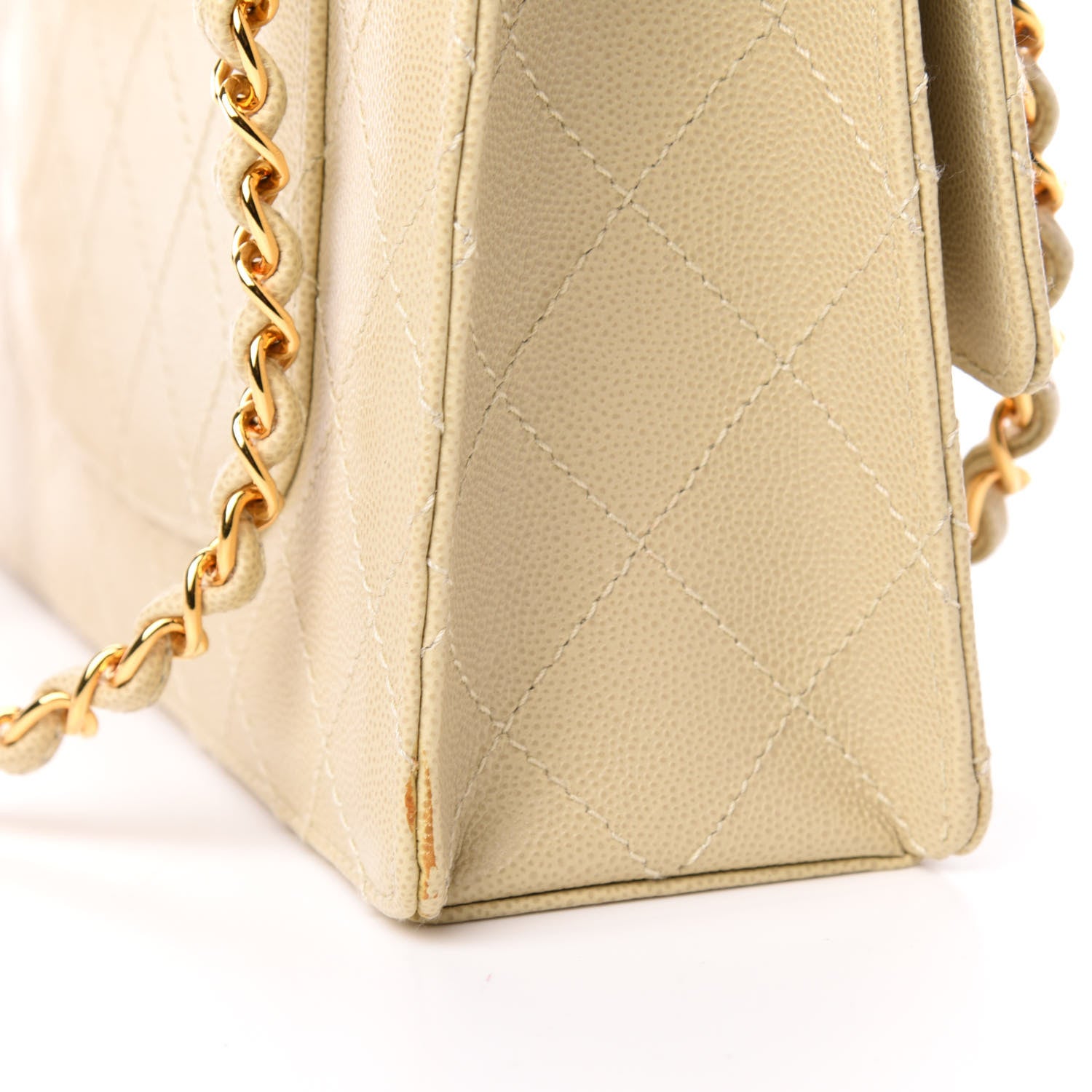 Chanel Caviar Stitch Medium Single Flap Beige Clair 13 of 15
