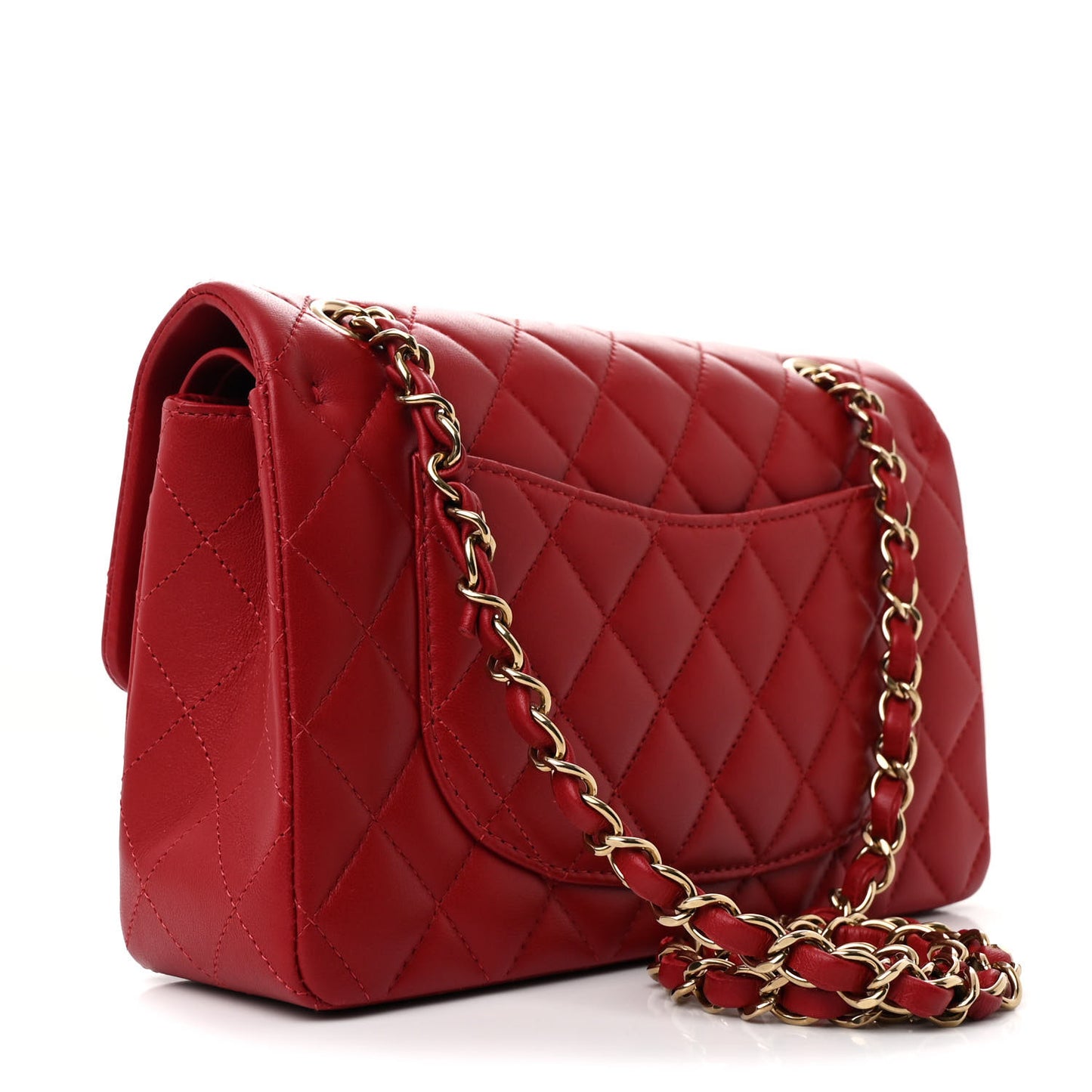 Lambskin Quilted Small Double Flap Red