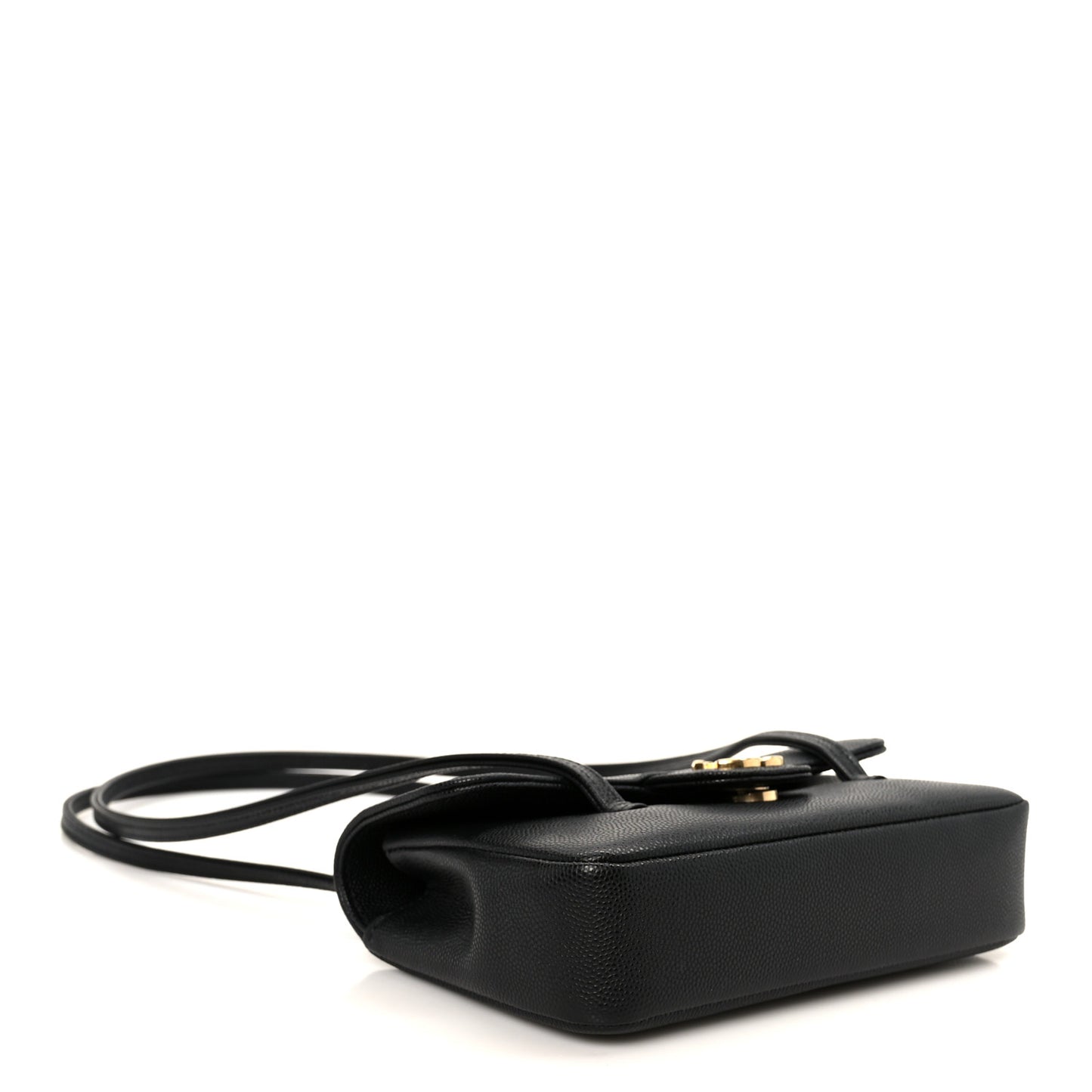 Shiny Caviar Mini Preppy Coco Shoulder Bag Black