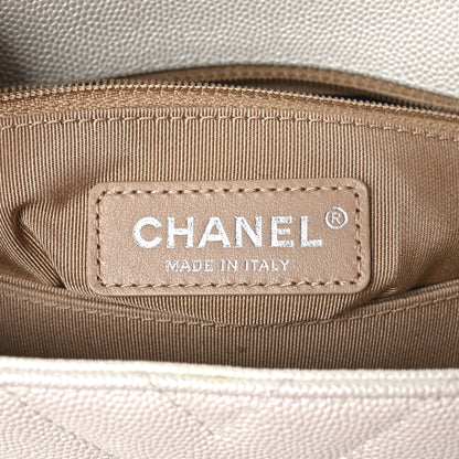Chanel Iridescent Caviar Chevron Quilted Mini Coco Handle Flap White 6 of 11
