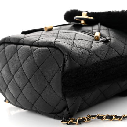 Chanel Lambskin Shearling Quilted CC Backpack Black 9 of 9