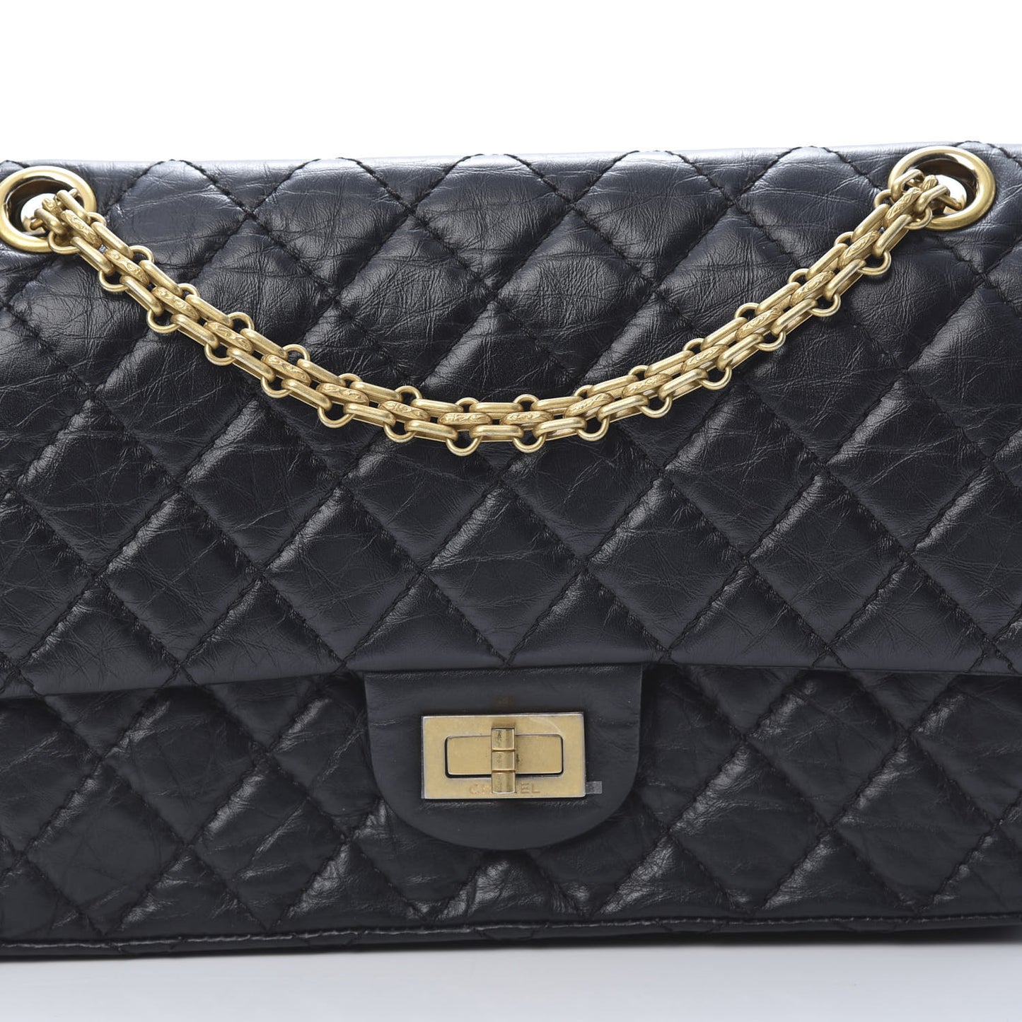 Aged Calfskin Quilted 2.55 Reissue 225 Flap Black