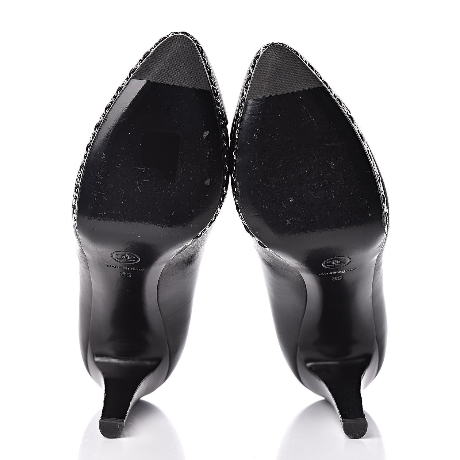 Chanel Lambskin CC Cap Toe Platform Chain Pumps 39 Black 7 of 14