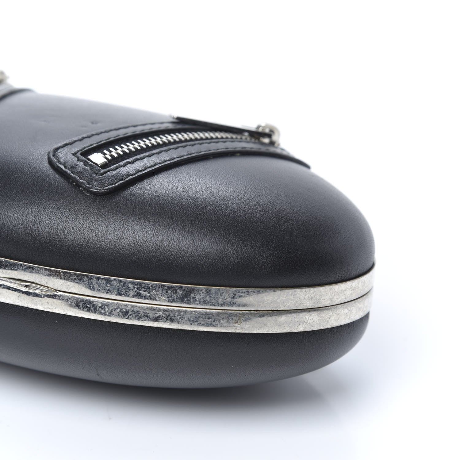 Alexander McQueen Nappa Skull Knuckle Oval Box Clutch Black 8 of 11
