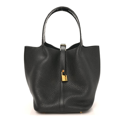 Hermes Taurillon Clemence Matte Alligator Picotin Lock Touch 22 MM Black 1 of 10