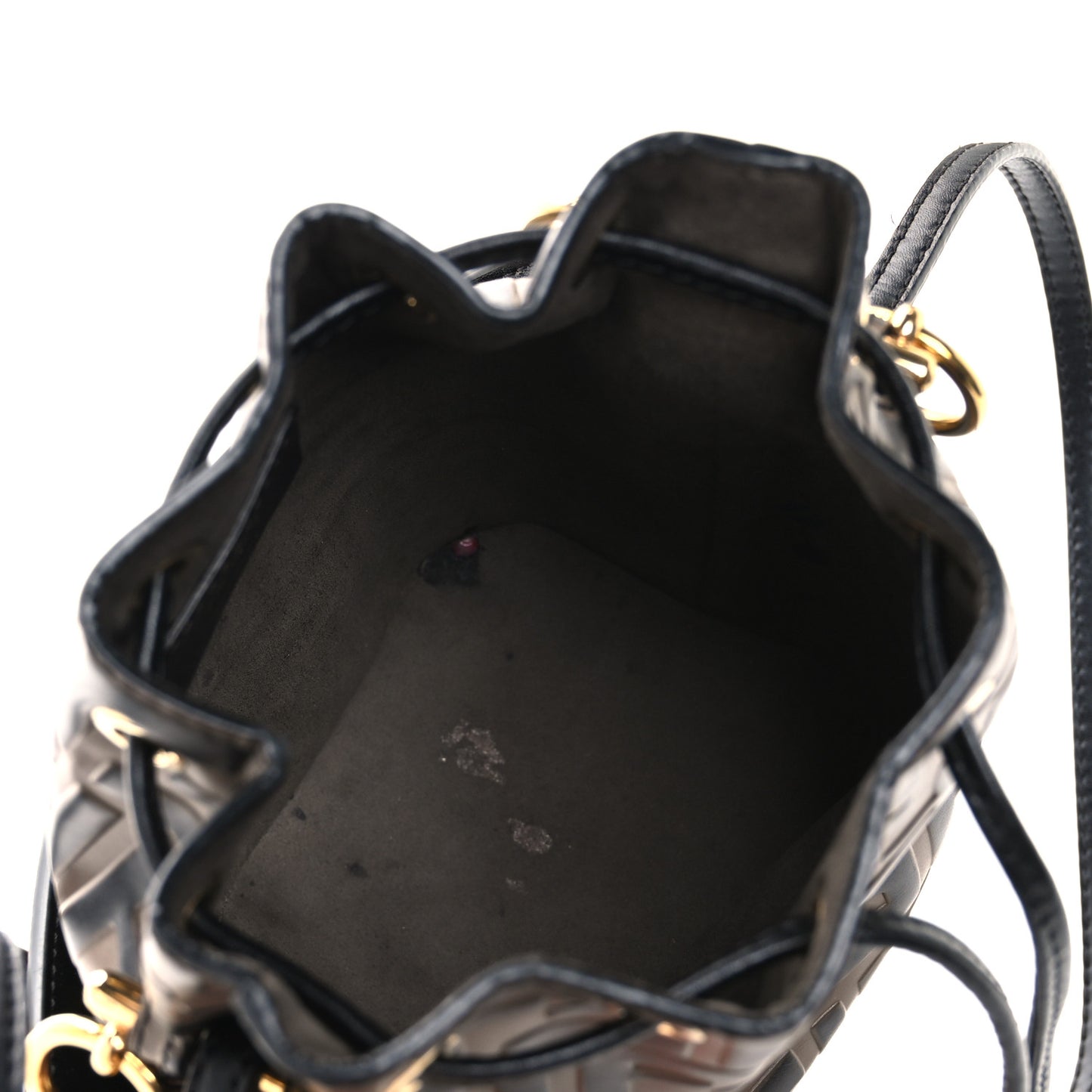 Vitello Liberty F is Fendi Bi-Color FF 1974 Embossed Mini Mon Tresor Bucket Bag Maya Black