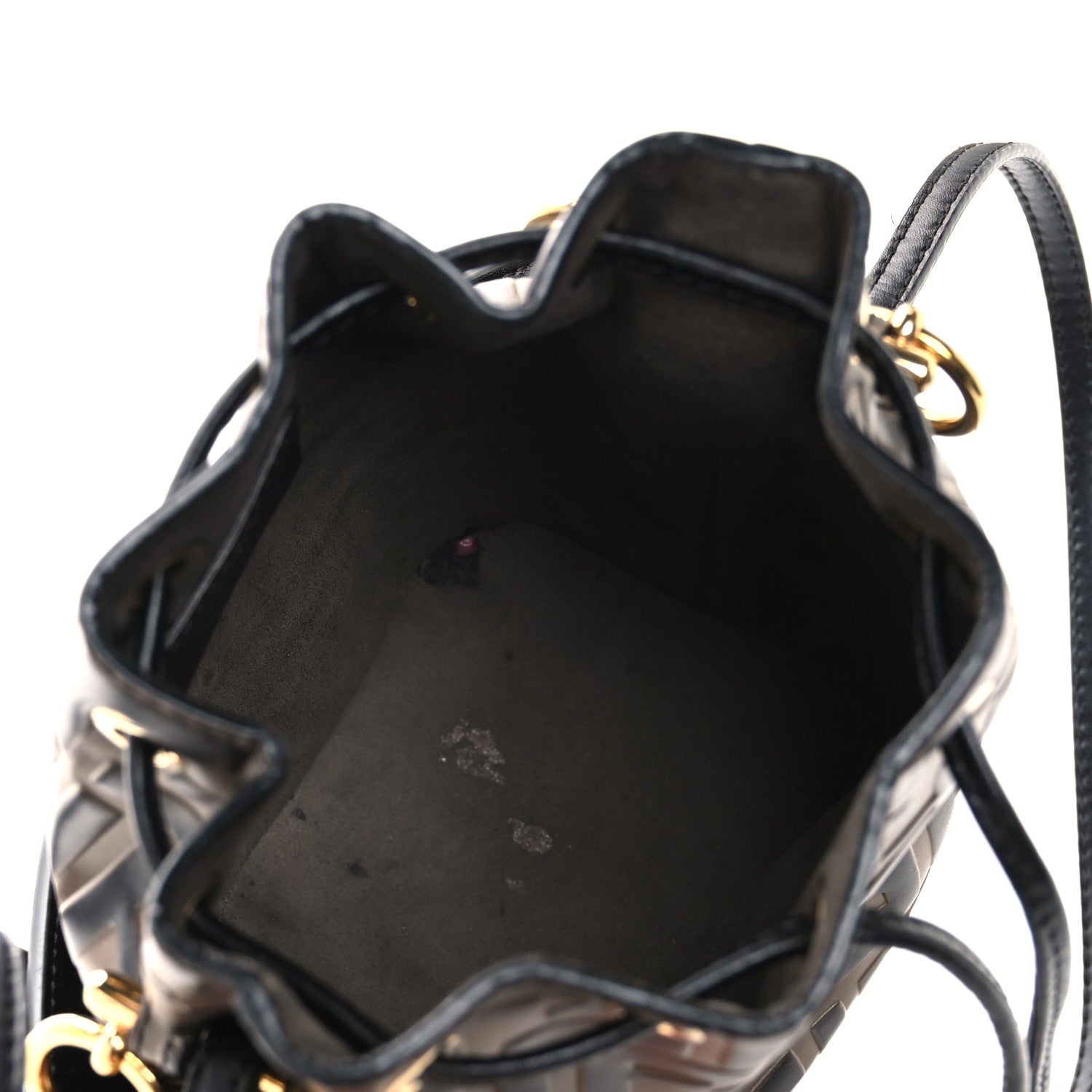 Fendi Vitello Liberty F is Fendi Bi-Color FF 1974 Embossed Mini Mon Tresor Bucket Bag Maya Black 5 of 12