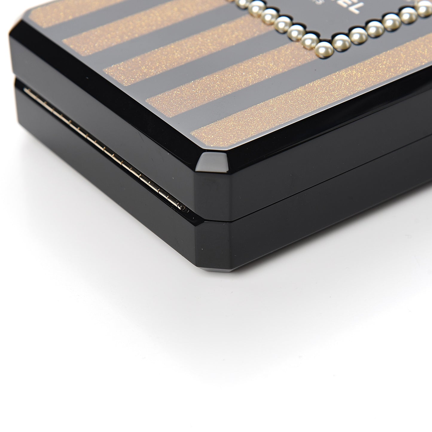Plexiglass Perfume Bottle Clutch Black Gold