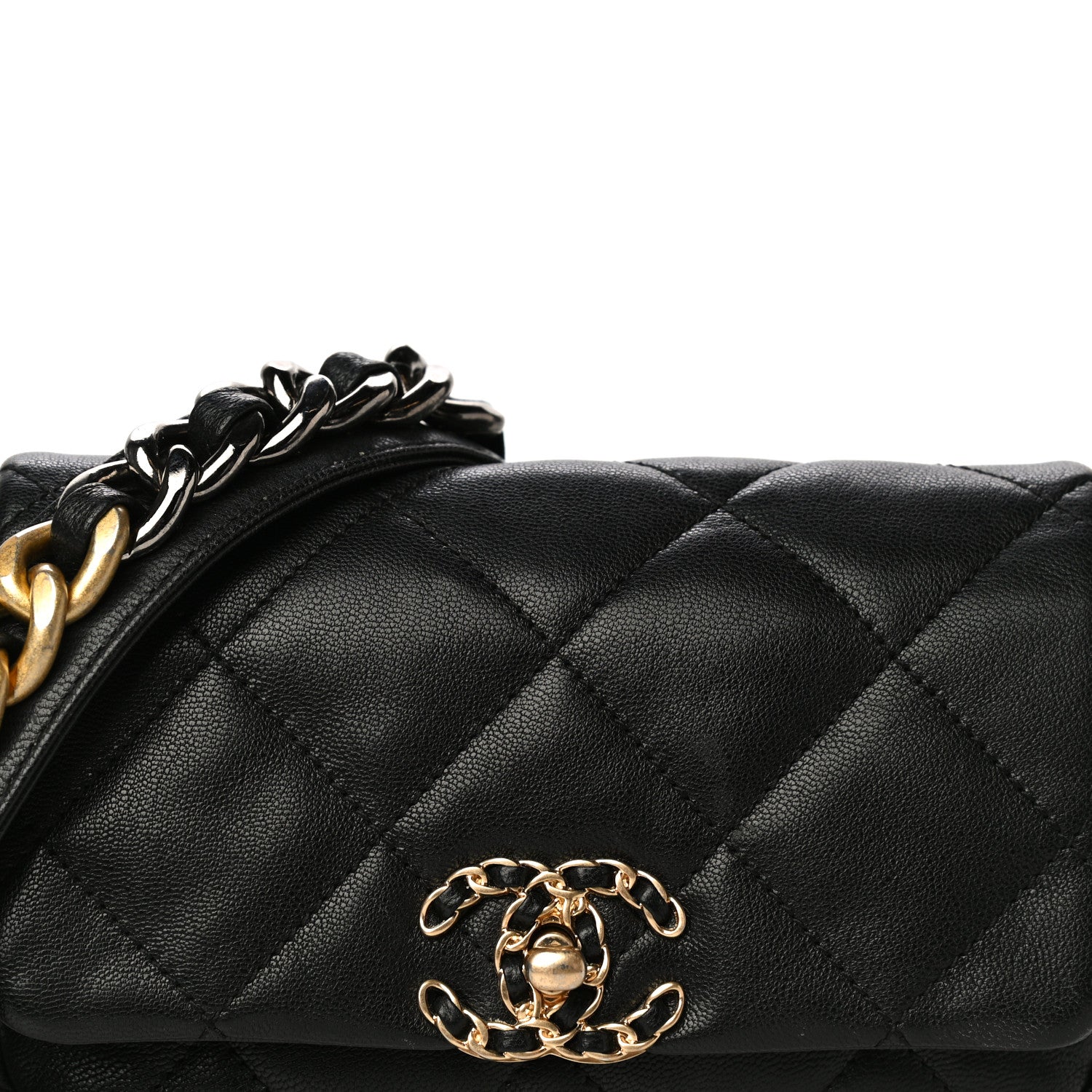 Chanel Goatskin Quilted Chanel 19 Waist Bag Black 7 of 12