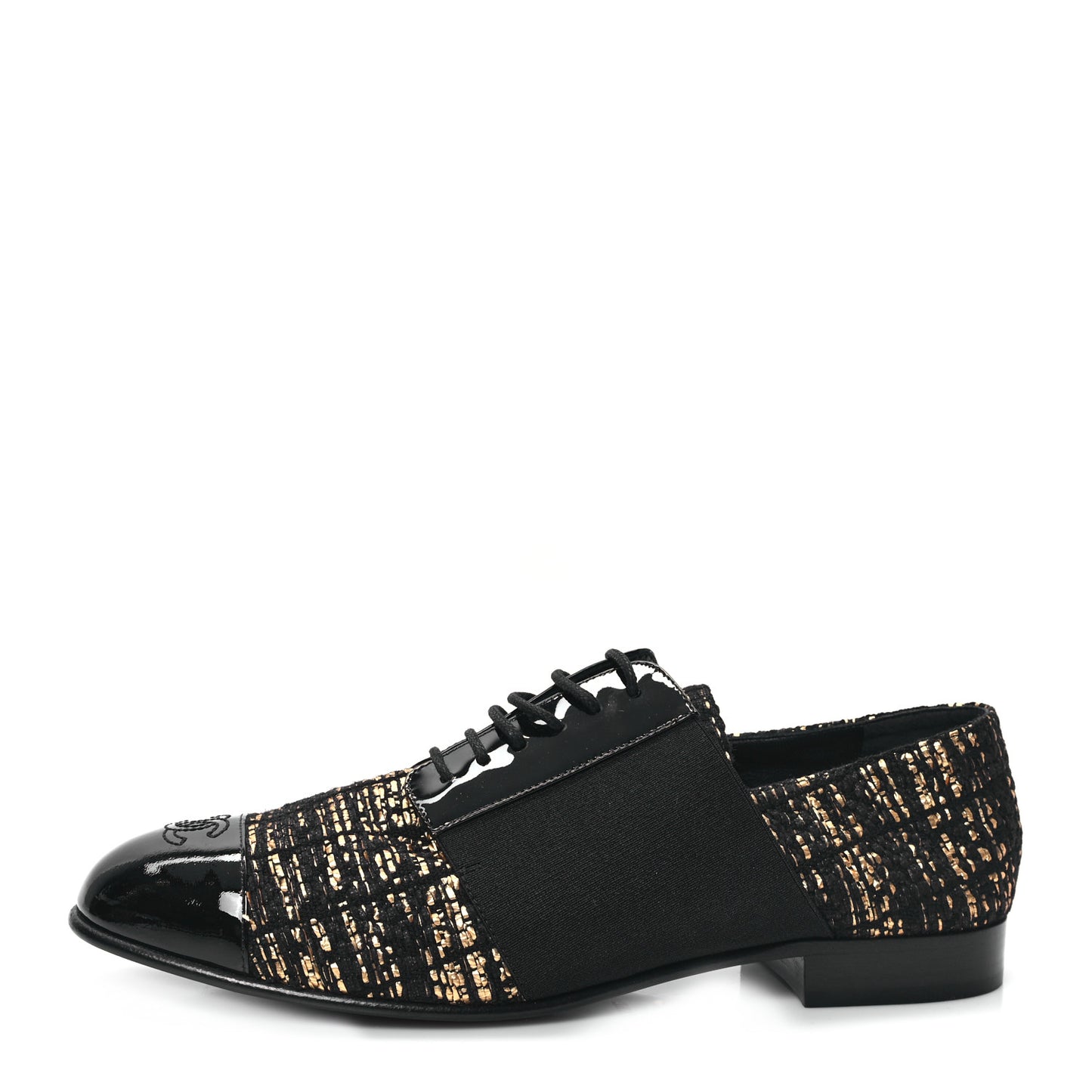Tweed Patent CC Womens Lace Up Oxfords 39.5 Black Gold