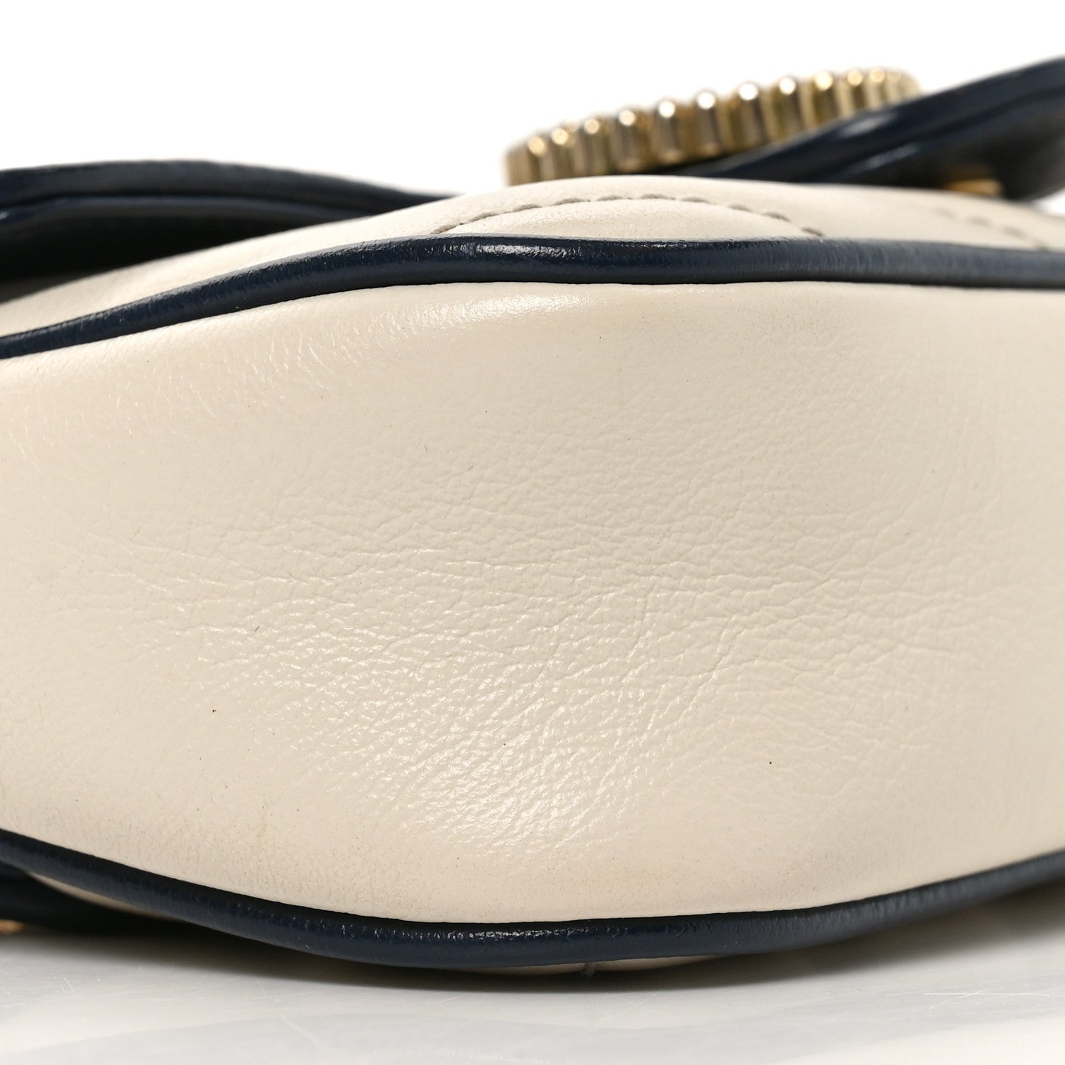 Gucci Vintage Effect Calfskin Matelasse Diagonal Super Mini Torchon GG Marmont Shoulder Bag Mystic White Blue Agata 9 of 10