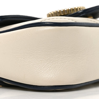 Gucci Vintage Effect Calfskin Matelasse Diagonal Super Mini Torchon GG Marmont Shoulder Bag Mystic White Blue Agata 9 of 10