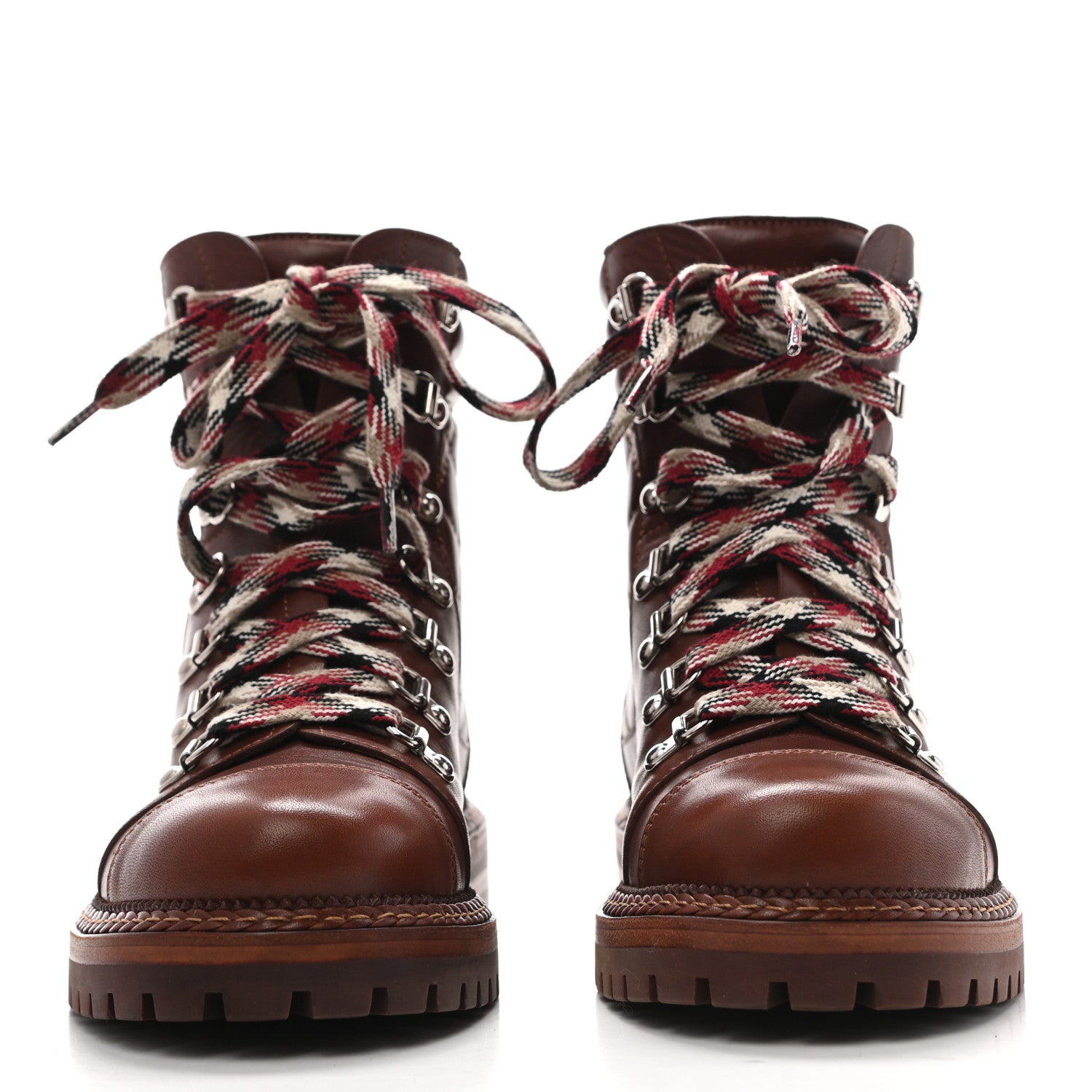 Chanel Lambskin Quilted Lace Up Boots 37 Brown 2 of 8