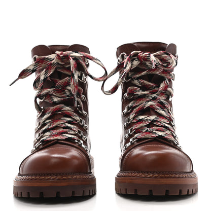 Chanel Lambskin Quilted Lace Up Boots 37 Brown 2 of 8