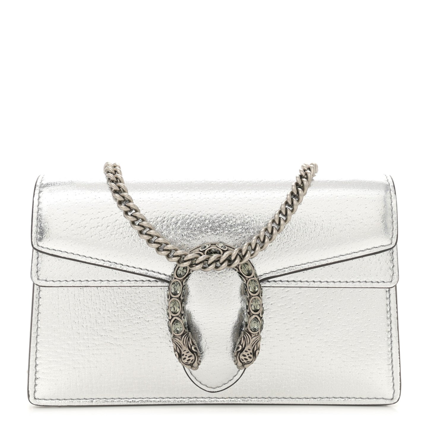 Metallic Calfskin Super Mini Dionysus Shoulder Bag Silver