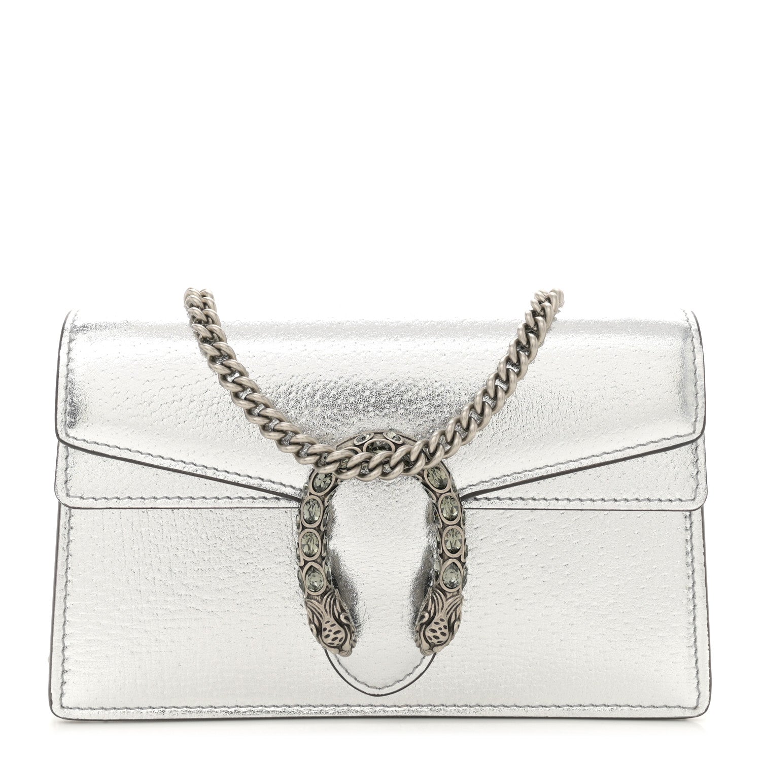 Gucci Metallic Calfskin Super Mini Dionysus Shoulder Bag Silver 1 of 10