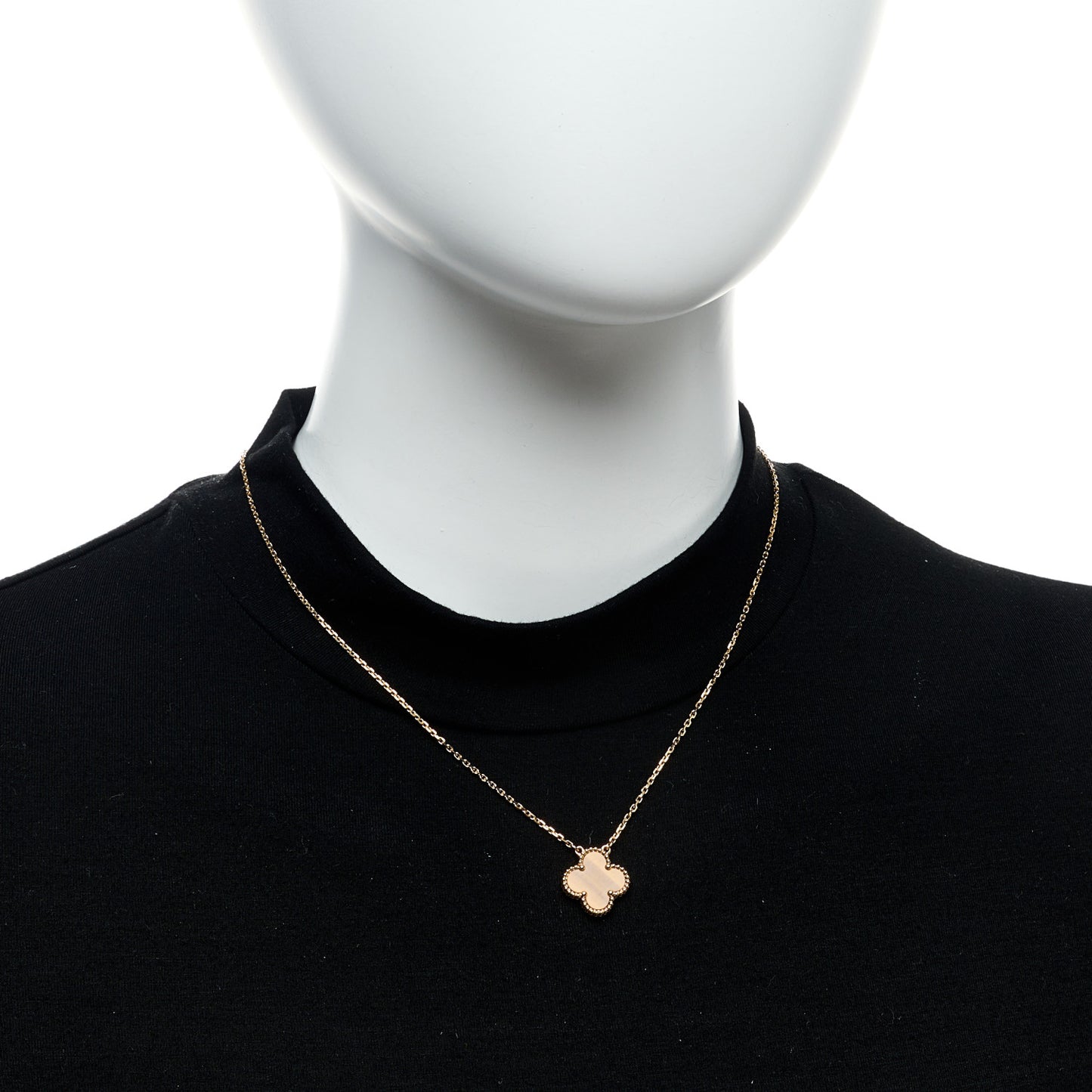 18K Yellow Gold Tiger Eye Vintage Alhambra Pendant Necklace