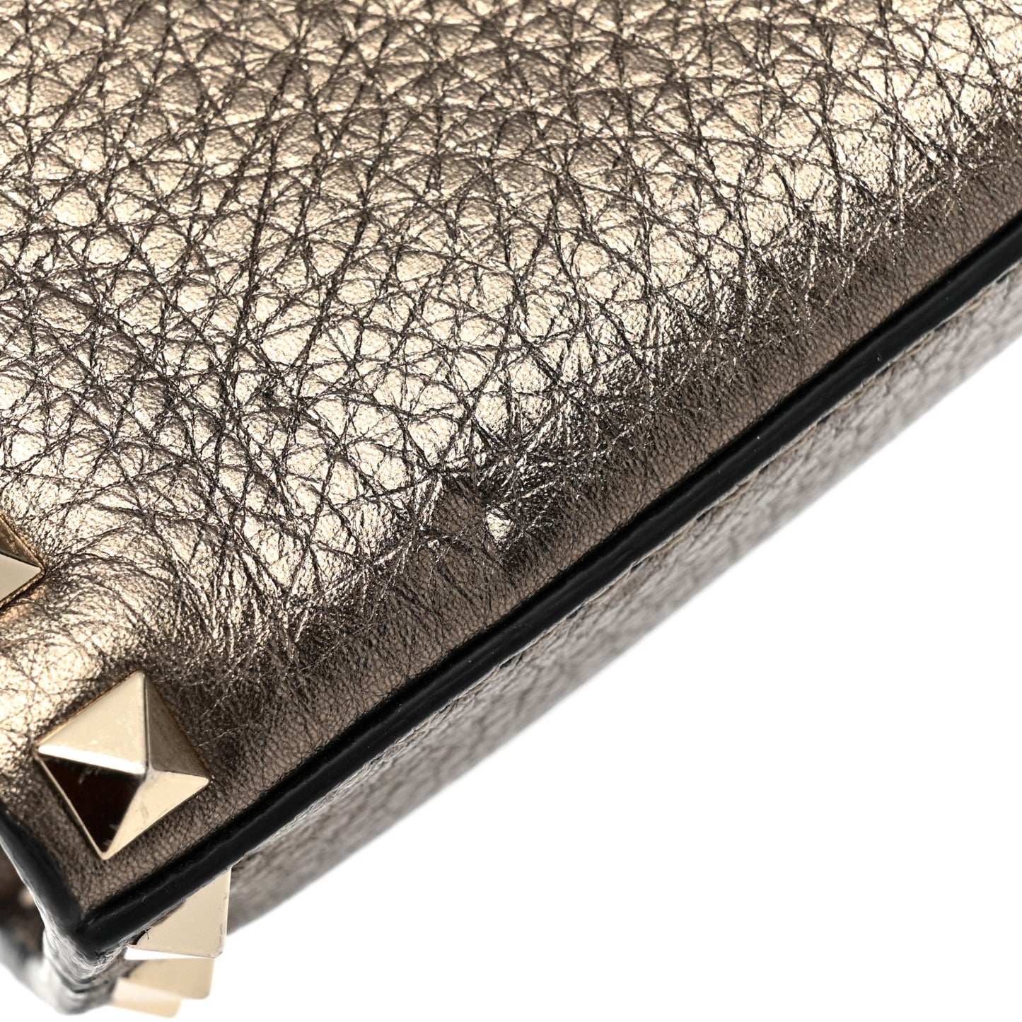 Metallic Pebbled Calfskin Small Rockstud Single Handle Flap Bag Sasso