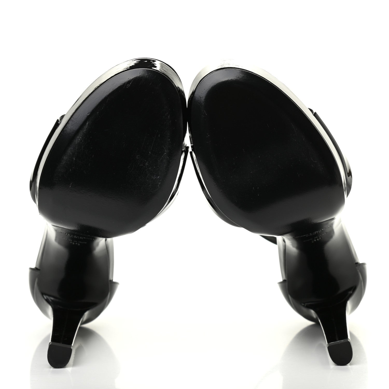 Saint Laurent Patent Calfskin Hall 105 Ankle Strap Platform Sandals 39 Black 5 of 7