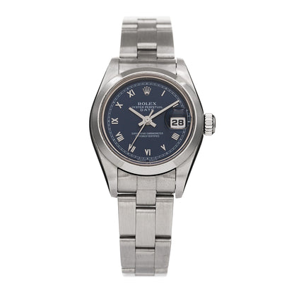 Rolex Stainless Steel 26mm Oyster Perpetual Date Watch Blue Roman 69160 1 of 4