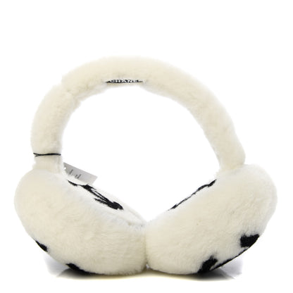 Chanel Shearling CC Ear Muffs White Black 1 of 7