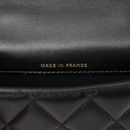 Chanel Lambskin Quilted Top Handle Flap Coin Purse With Chain Black 7 of 12