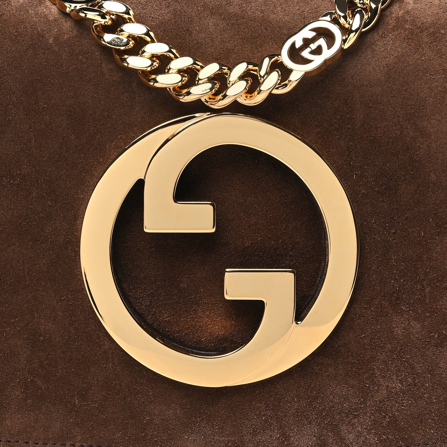 Gucci Suede Talco New Roxy Calfskin Blondie Chain Shoulder Flap Bag River Brown 8 of 10