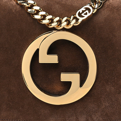 Gucci Suede Talco New Roxy Calfskin Blondie Chain Shoulder Flap Bag River Brown 8 of 10