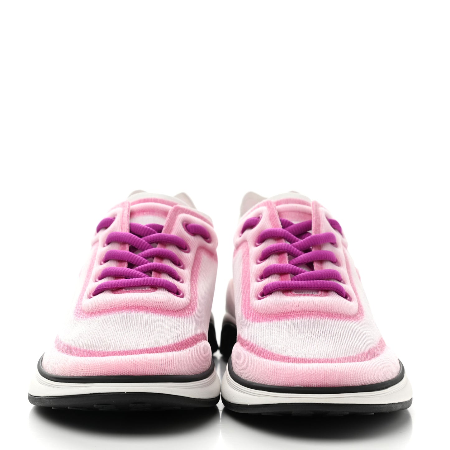 Calfskin Mesh Lycra Womens Logo Sneakers 36 White Pink