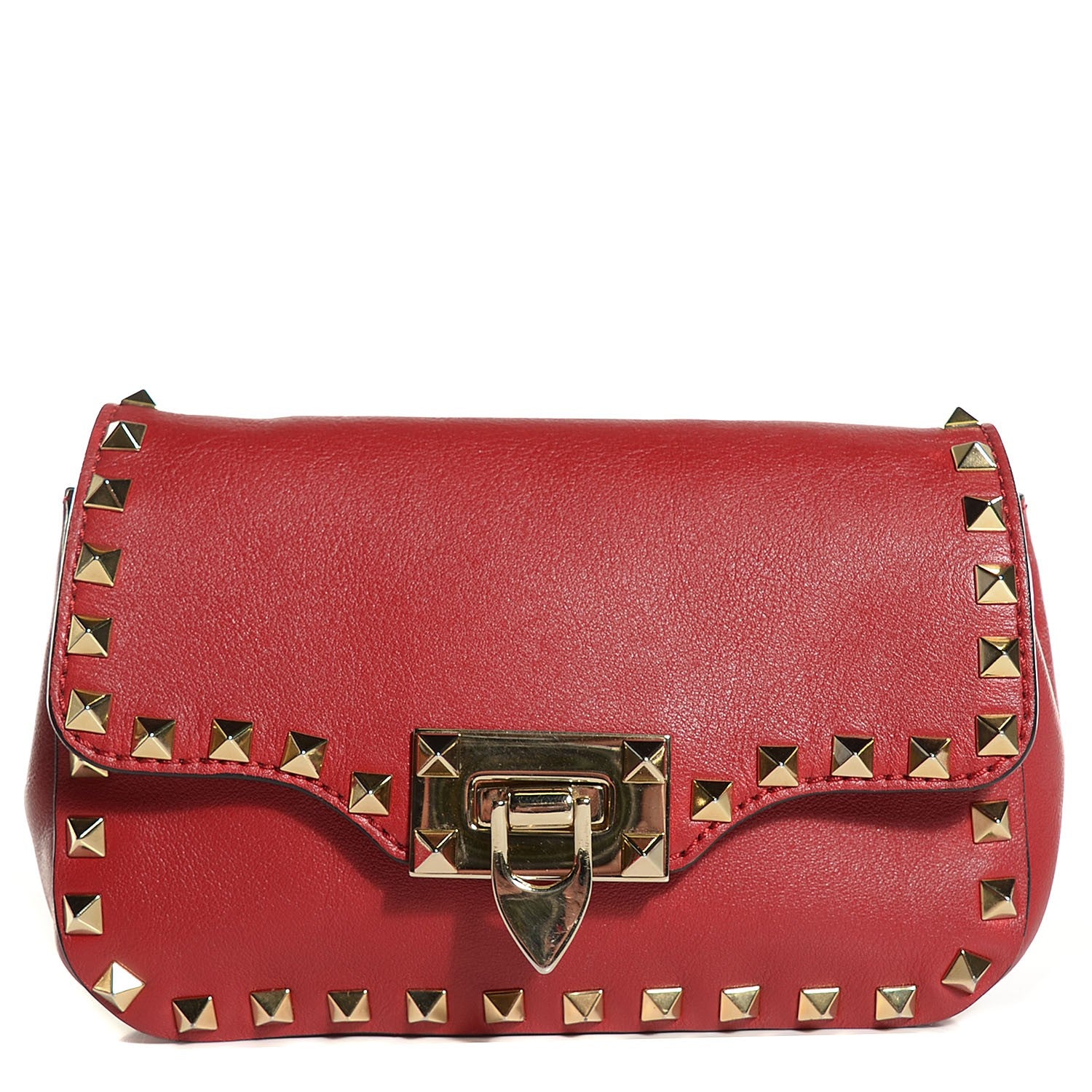 Valentino Garavani Vitello Mini Rockstud Flap Saddle Crossbody Bag Rosso Valentino 1 of 7