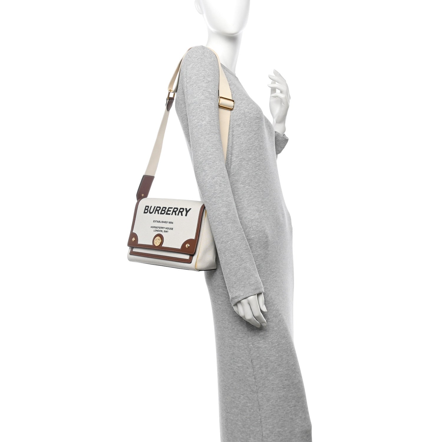Burberry Canvas Horseferry Print Note Crossbody Bag Natural Tan 2 of 13